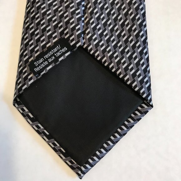 George Stain Resistant Grey and Black Patterned Men's Tie - Picture 4 of 8